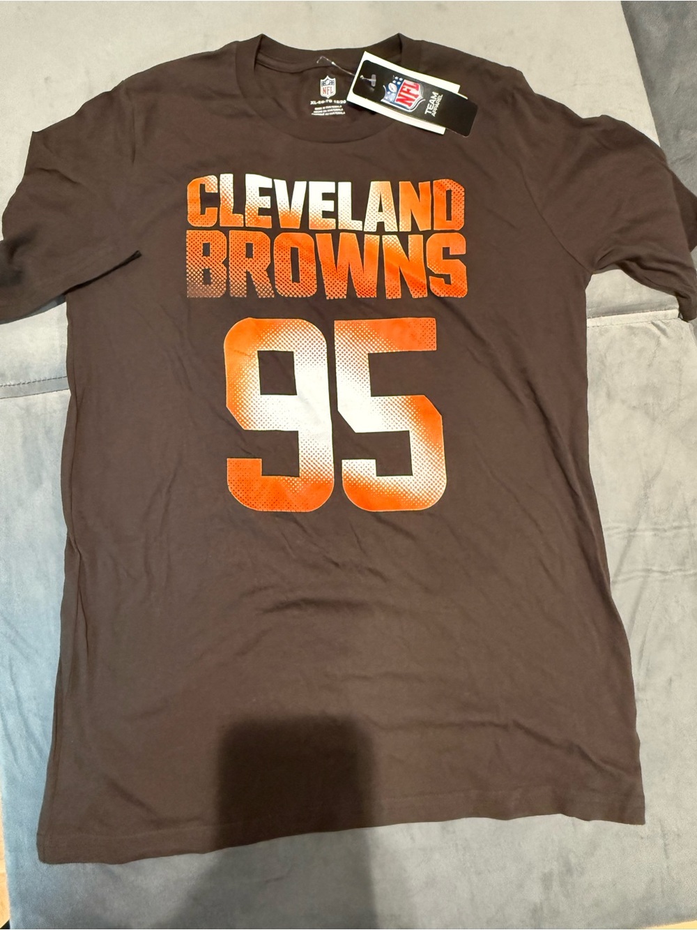NFL Kids Brown Tee with Orange & White Cleveland Browns '95' Graphic
